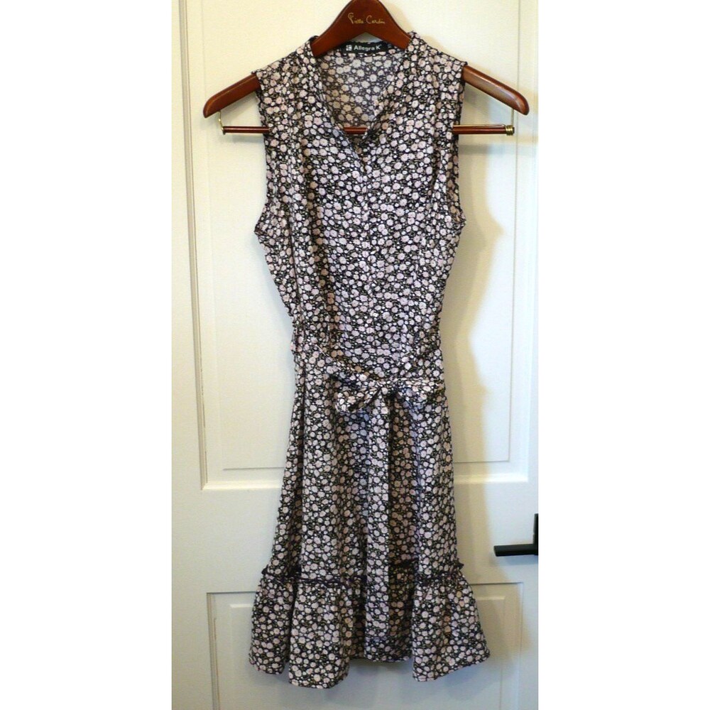 Allegra K Ditsy Floral Belted Dress XS Cottagecore Boho Romantic Flirty Cowgirl